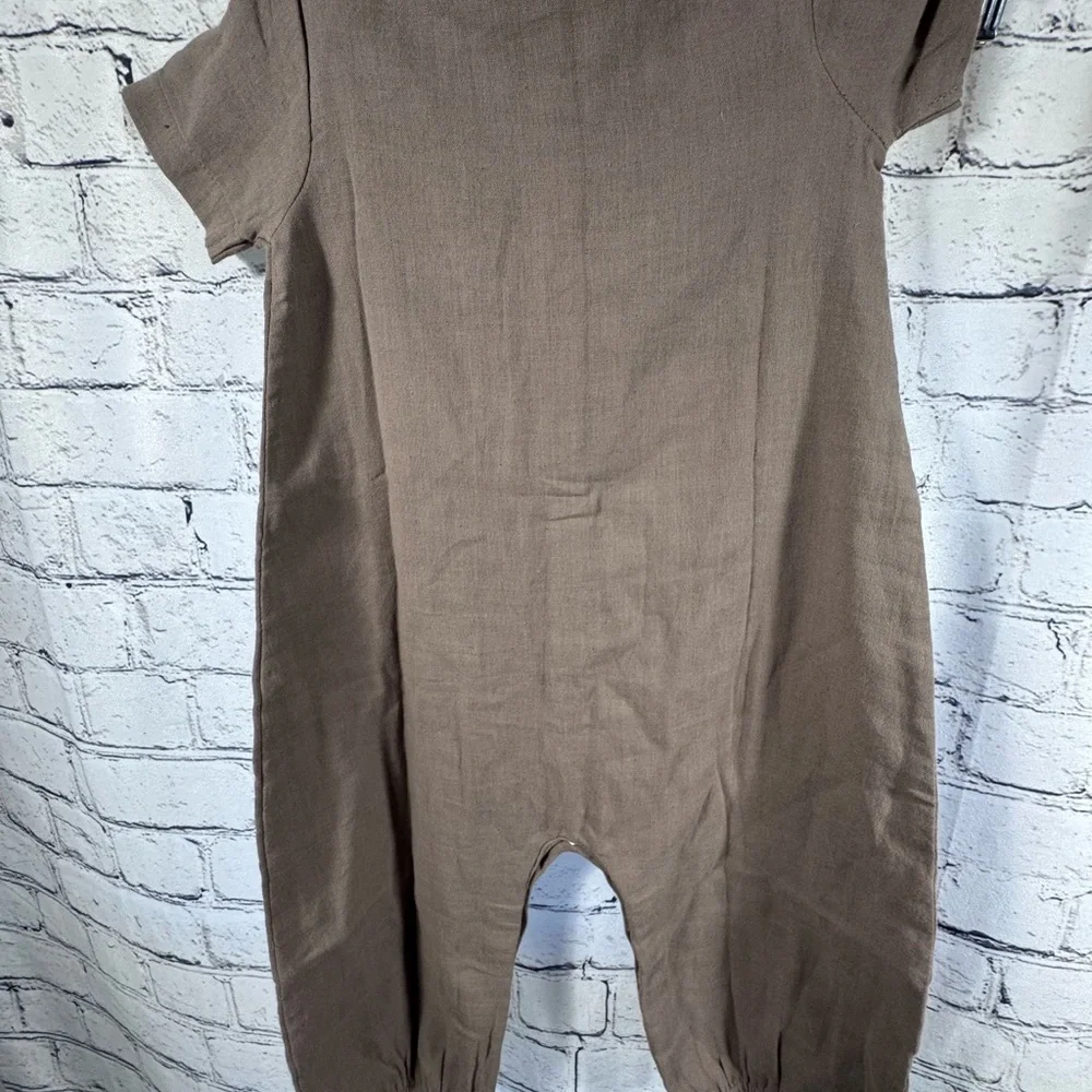 Kate Quinn Brown Kids Romper with Mushroom Design
